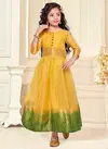 Yellow Colour Kids Wear Vol 2 RAHUL NX New Latest Organza Silk Kids Wear Gown Collection 1005